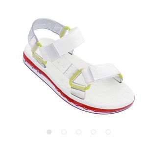 Yellow red and white Melissa sandals